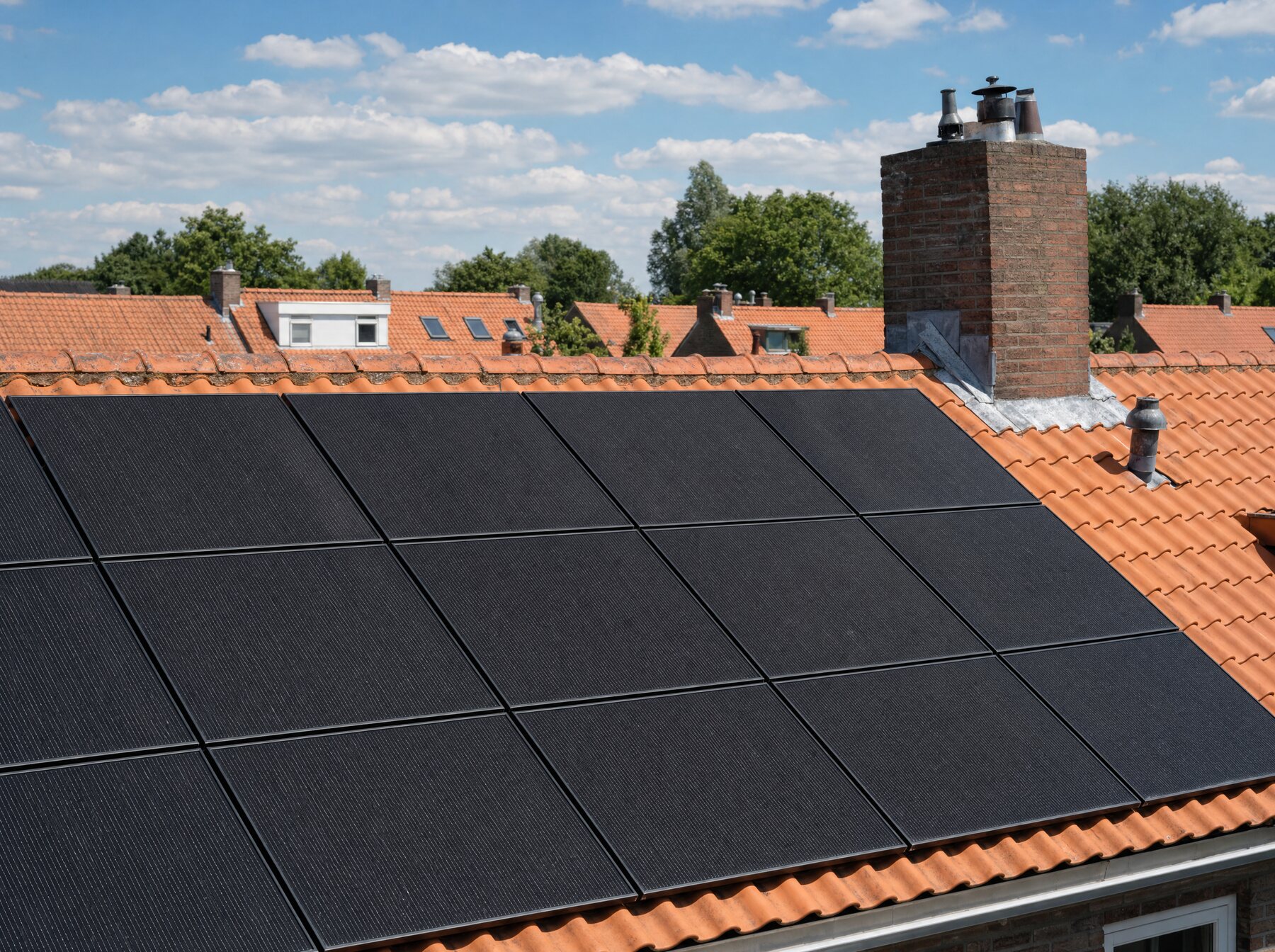 Zonnepanelen op een Nederlands pannendak